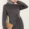 Side Tied Dress with Gold Buckle Smoke - immagine 2