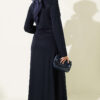Side Tied Dress with Gold Buckle Navy Blue - Afbeelding 3