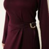 Side Tied Dress with Gold Buckle Plum - Afbeelding 4