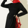 Side Tied Dress with Gold Buckle Black – Image 2