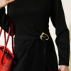 Side Tied Dress with Gold Buckle Black – Image 4