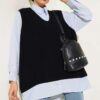 Shirt Collar Trimmed Sweater Black