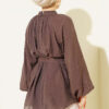 Rose Brooch Self-Belted Tunic Dark Brown - immagine 3
