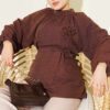 Rose Brooch Self-Belted Tunic Dark Brown - immagine 5