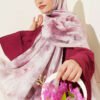 Rose Pattern French Silk Scarf Powder Pink