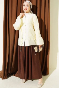 Alternative view of Mandarin Collar Button-Up Shirt Yellow