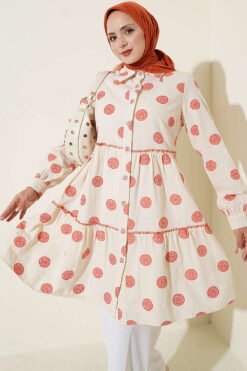 Layered Tunic with Circular Pattern Orange