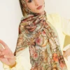 Floral Pattern French Silk Shawl Hazel