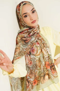 Floral Pattern French Silk Shawl Hazel