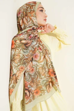 Alternative view of Floral Pattern French Silk Shawl Hazel