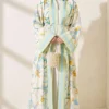 Floral Print Kimono with Shawl Detail Greenery