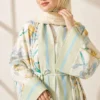 ⁦Floral Print Kimono with Shawl Detail Greenery⁩ - الصورة ⁦2⁩