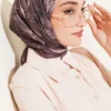 Floral Pattern Bamboo Crepe Scarf Light Brown - Imagen 6