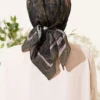 Floral Pattern Bamboo Crinkle Scarf Khaki - immagine 3