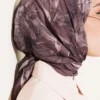 Floral Pattern Bamboo Crinkle Scarf Brown - immagine 4