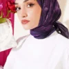 Floral Pattern Bamboo Crinkle Scarf Plum – Bild 2