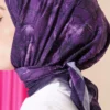 Floral Pattern Bamboo Crinkle Scarf Plum – Bild 4