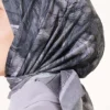 Floral Pattern Bamboo Crinkle Scarf with Stone Details Grey - immagine 4