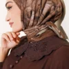 Floral Pattern Bamboo Crinkle Scarf Olive Greenery - Afbeelding 2