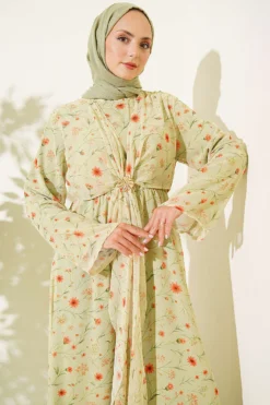 Alternative view of Dress with Front Tie and Gold Buckle Gold