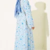Dress with Front Tie and Gold Buckle Blue - Image 3