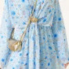 Dress with Front Tie and Gold Buckle Blue - Image 4