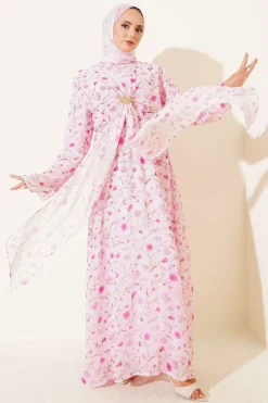 Dress with Front Tie and Gold Buckle Pink