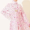 Dress with Front Tie and Gold Buckle Pink - immagine 2