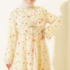 Dress with Front Tie and Gold Buckle Yellow - Image 2