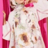 Floral Patterned Soft Shawl Beige - immagine 2