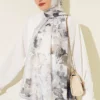 Floral Patterned Soft Shawl Grey – Bild 2