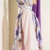 Floral Patterned Soft Shawl Lilac - Afbeelding 3