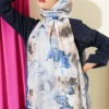 Floral Patterned Soft Shawl Petrol - Afbeelding 2