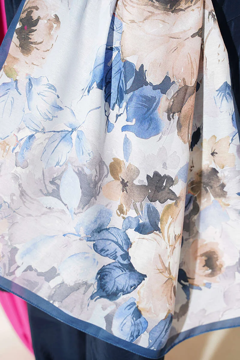 Floral Patterned Soft Shawl Petrol - Afbeelding 4