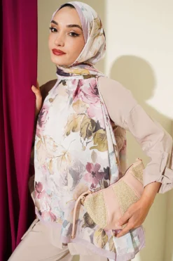 Alternative view of Floral Patterned Soft Shawl Powder Pink