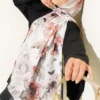 Floral Patterned Soft Shawl Black