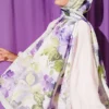 Floral Patterned Soft Shawl Aqua Green