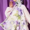 Floral Patterned Soft Shawl Aqua Green - الصورة 2