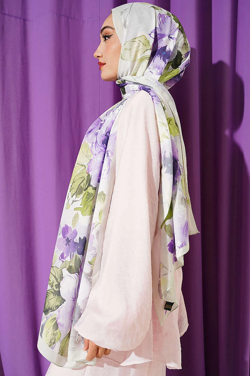 Floral Patterned Soft Shawl Aqua Green - الصورة 3