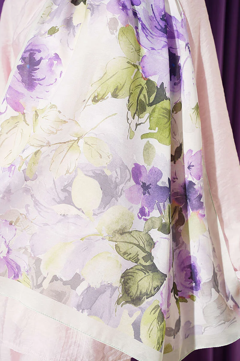 Floral Patterned Soft Shawl Aqua Green - الصورة 4