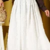 Floral Lace Belted Skirt Ecru