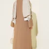 Flower Embroidered Hidden Button Abaya Latte - Imagen 3