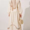 Floral Embroidered Linen Skirt Set Beige - Afbeelding 3
