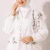⁦Floral Embroidered Linen Skirt Set White⁩ - الصورة ⁦2⁩