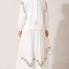 ⁦Floral Embroidered Linen Skirt Set White⁩ - الصورة ⁦4⁩