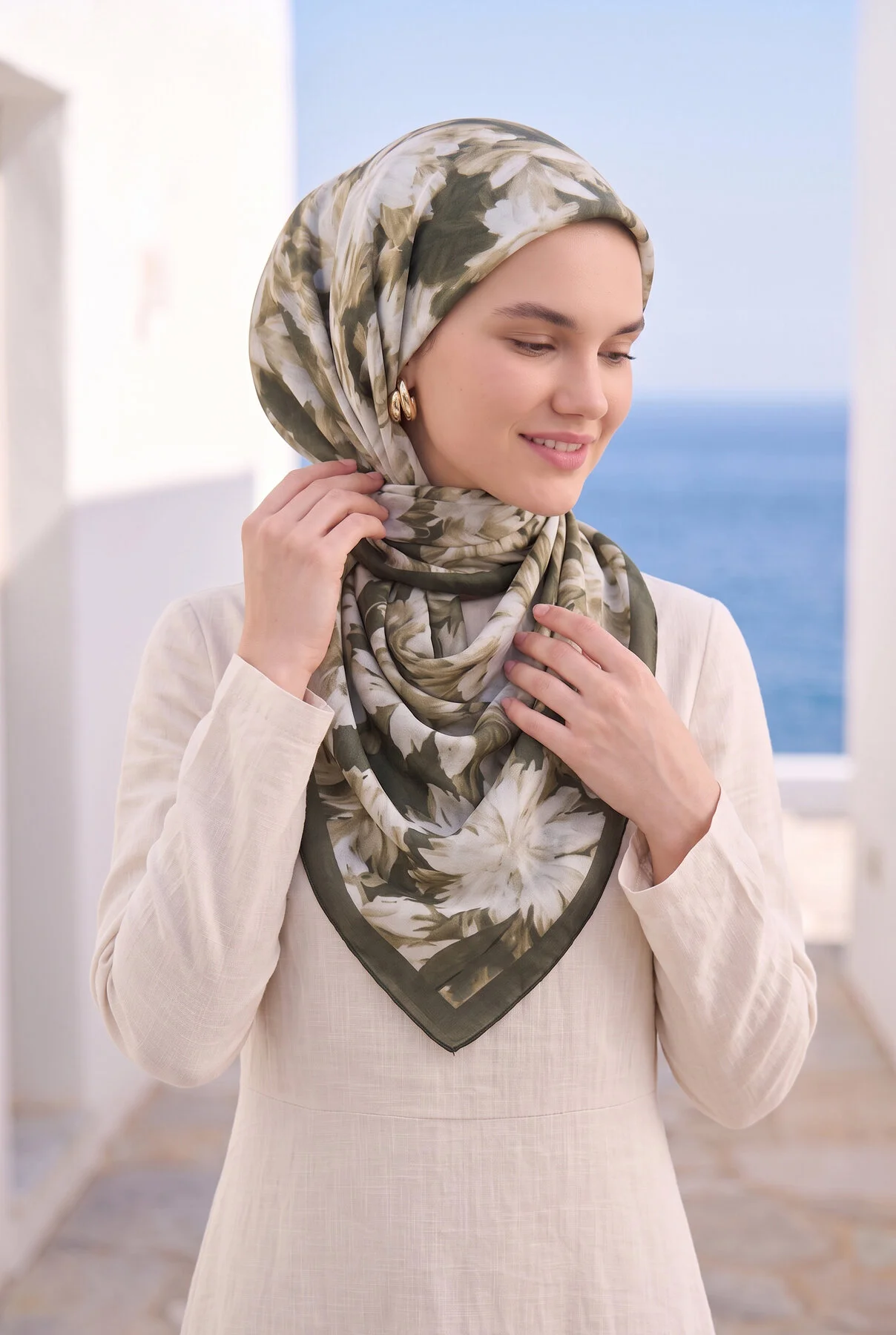 Floral Scarf Series Khaki