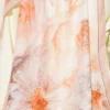 Floral Scarf with Fine Stripe Detail Salmon – Image 4