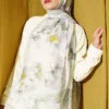 Floral Scarf with Fine Stripe Detail Aqua Green