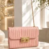 Thin Striped Women's Handbag Powder Pink