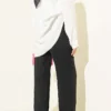 Wide-Leg Palazzo Trousers with Slim Belt Black - immagine 3